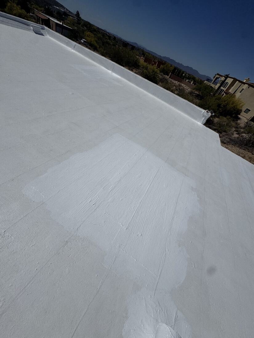 Fresh elastomeric roof coating application
