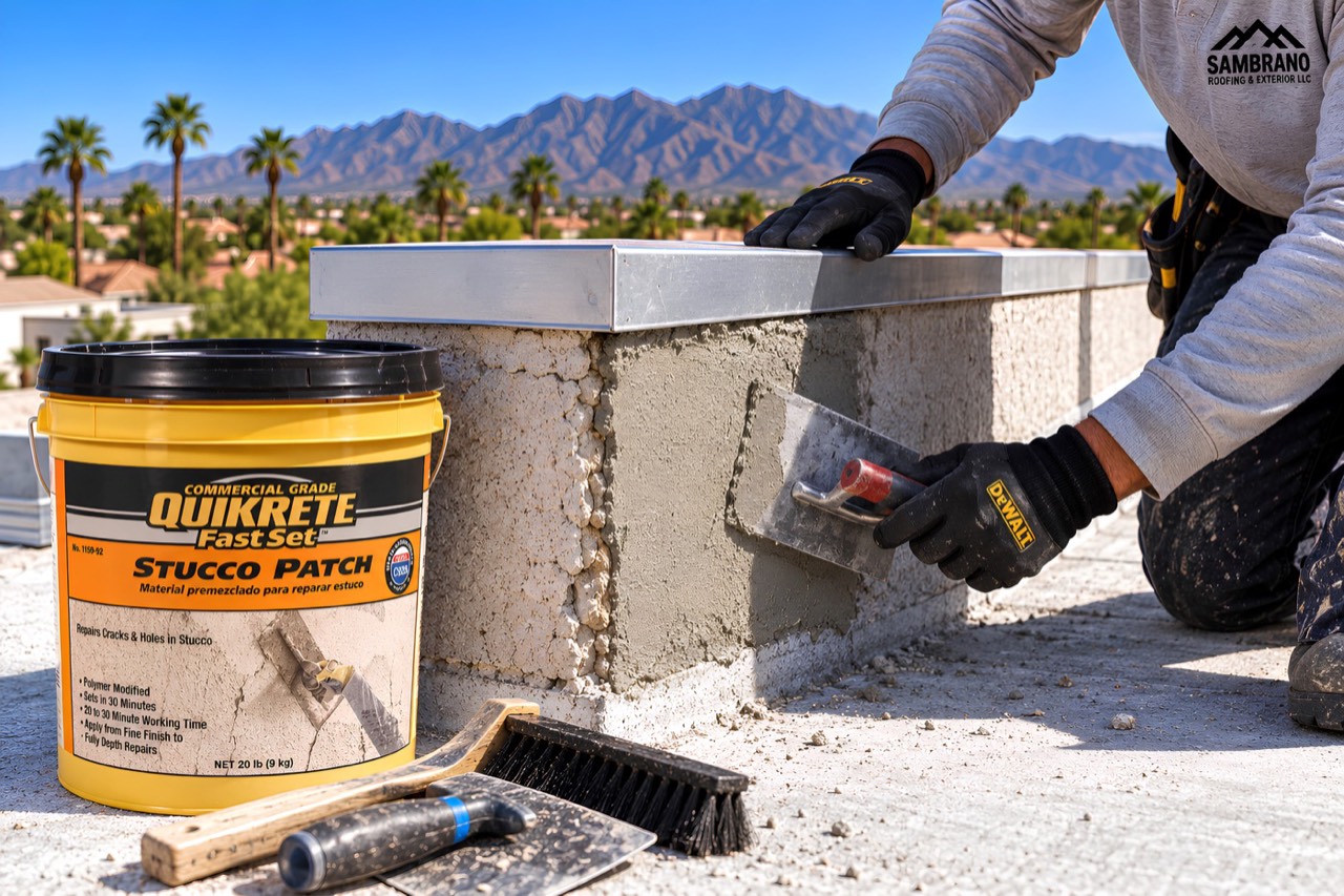 Patching and repairing a parapet wall on a flat roof